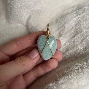 Amazonite heart  wire wrap handmade pendant
